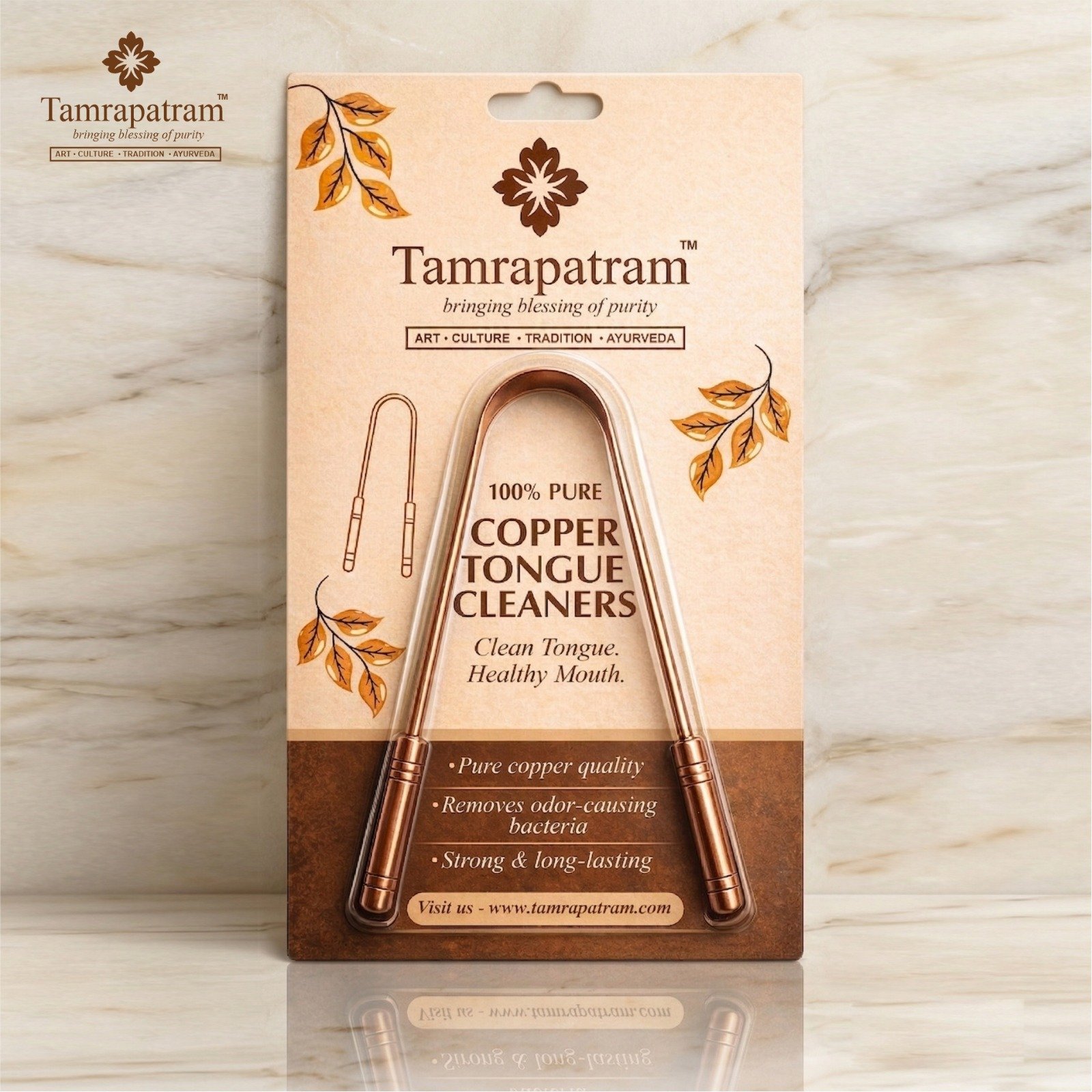Tamrapatram Premium Copper Toungue Cleaner - U shape Two Handle