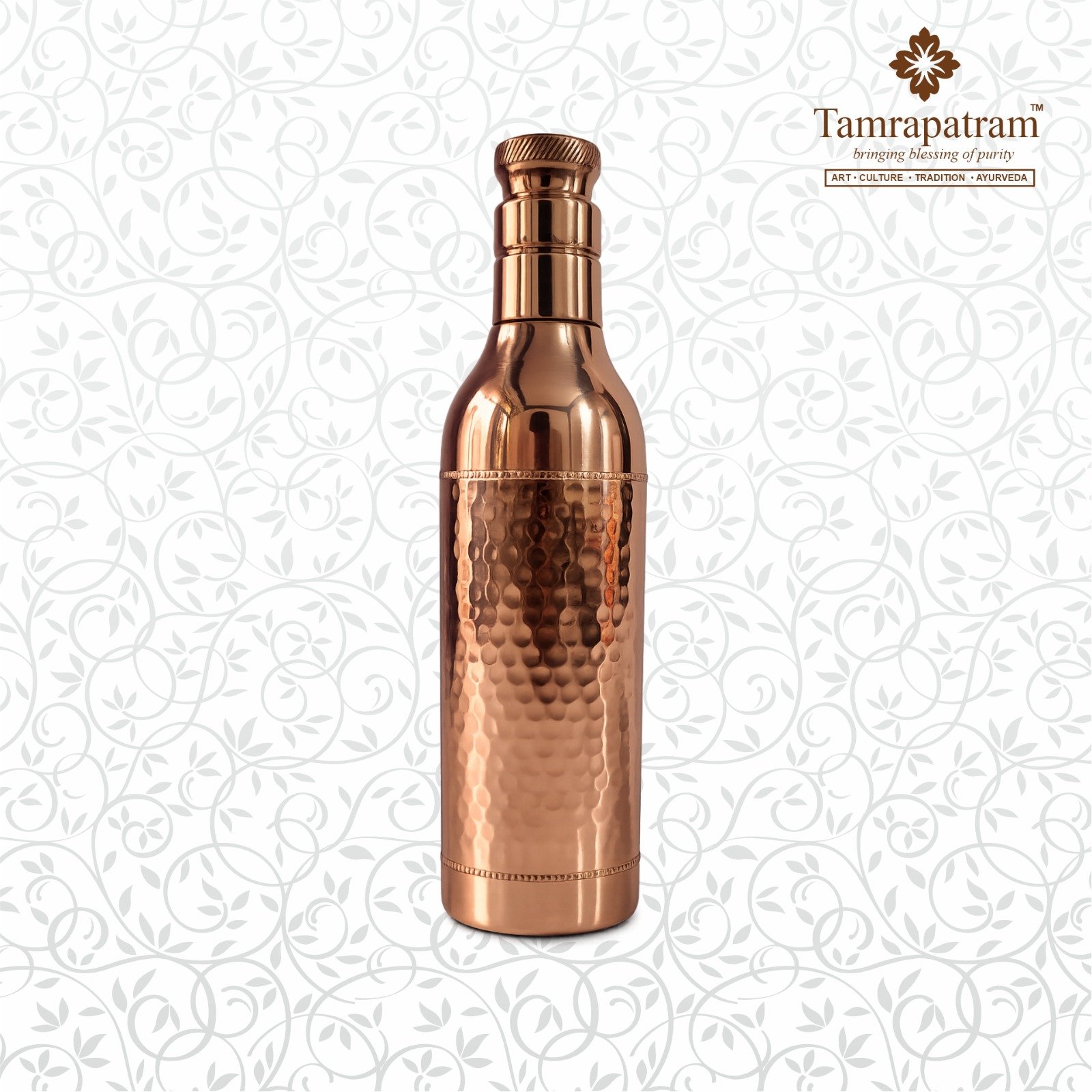 Champagne Design Copper Water Bottle 1 Litre | Pure Copper Bottle for Drinking Water | Ayurvedic Health Benefits | Leakproof & Durable image 5