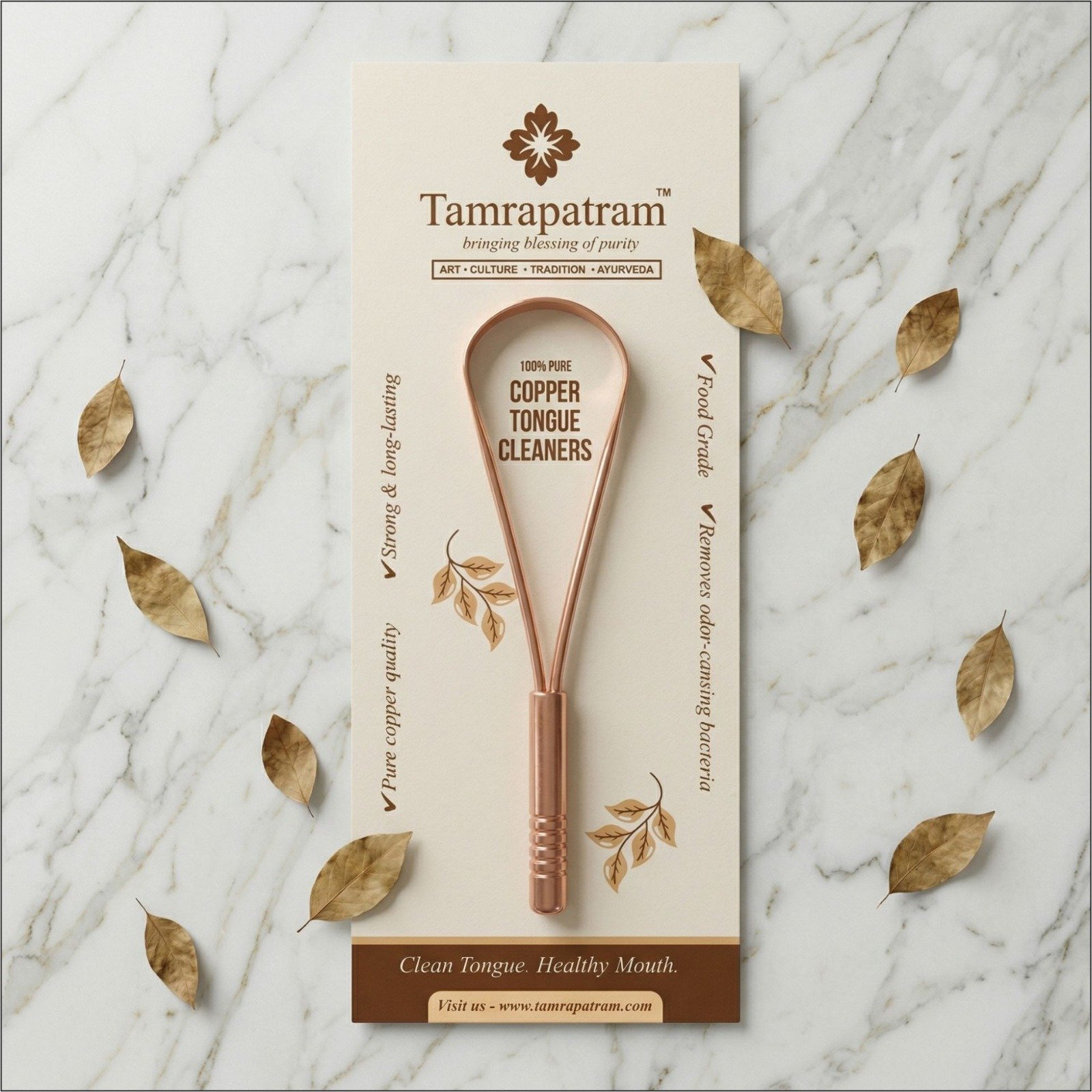 Tamrapatram Premium Copper Toungue Cleaner - Single Halde image 4