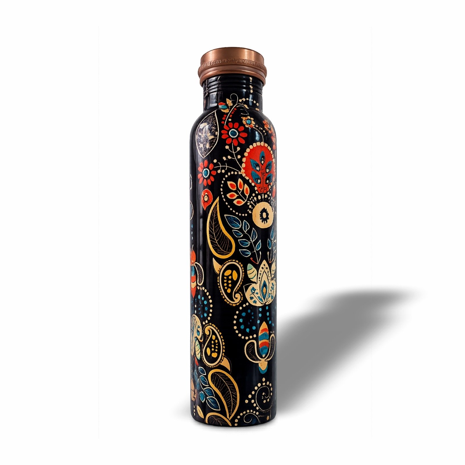 Black Meena Printed Copper Water Bottle 750ml image 6
