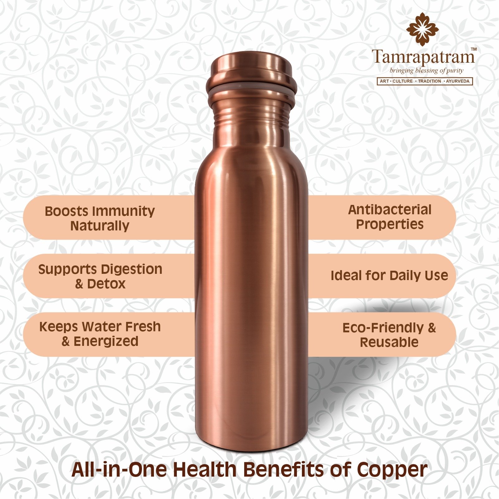 Kids Copper Water Bottle 500ml | Pure Copper Drinking Bottle | Leakproof, Durable & Travel Friendly | Ayurvedic Wellness Drinkware image 4