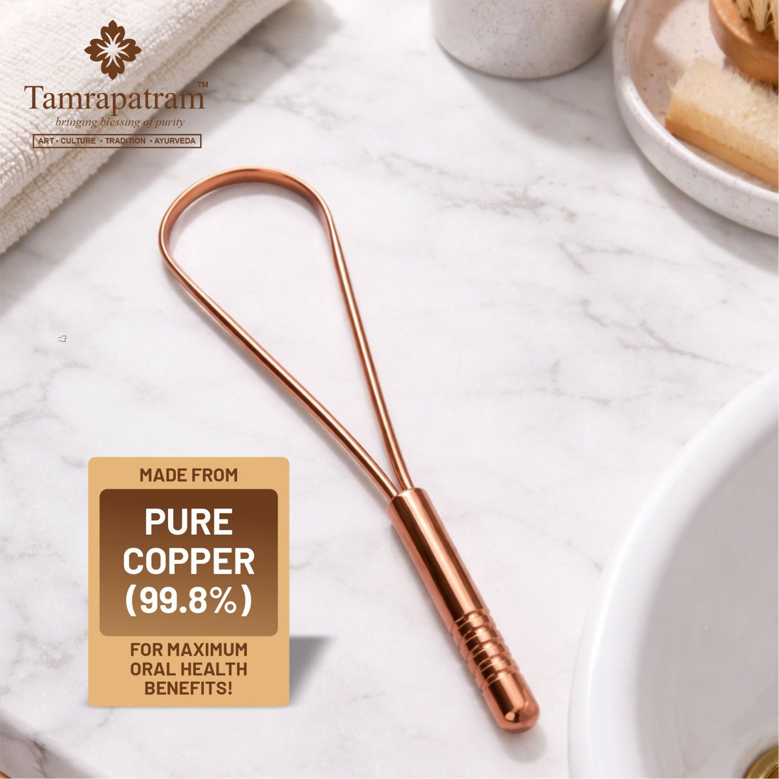 Tamrapatram Premium Copper Toungue Cleaner - Single Halde