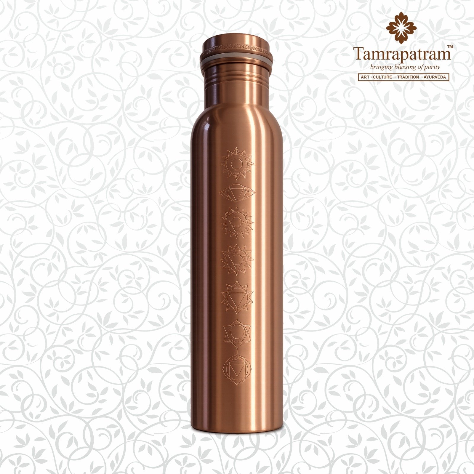 7 Chakras Design Copper Water Bottle 900ml image 6