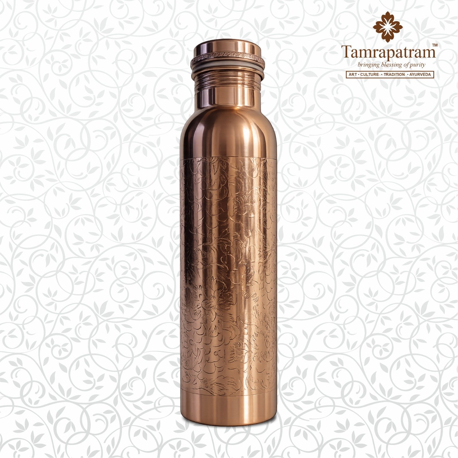 Full Engraved Polished Copper Water Bottle 750ml image 6